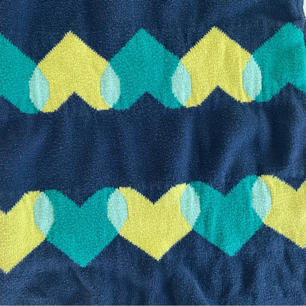 Crazy 8 Navy Dress with Teal and Lime Heart Pattern Girls Size 4T